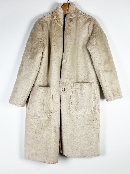 Anthropologie Jackets & Blazers - Anthropologie Faux Vegan Fur Suede Reversible Oversized Overcoat Jacket Neutral
